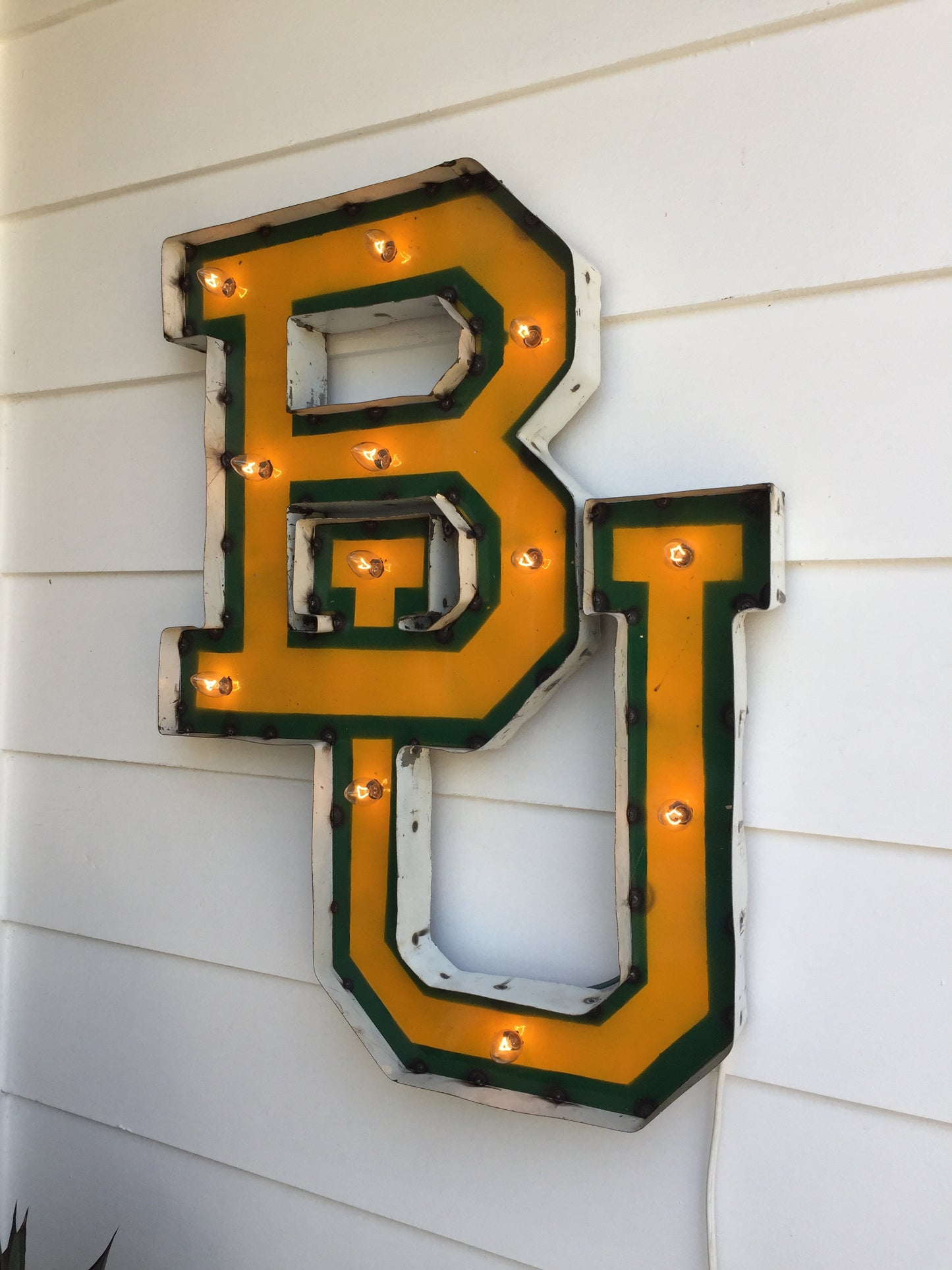 Baylor University "BU" Lighted Recycled Metal Wall Decor