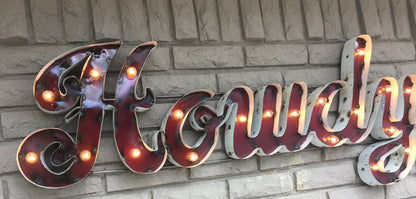 Texas A&M "Howdy" Lighted Recycled Metal Decor