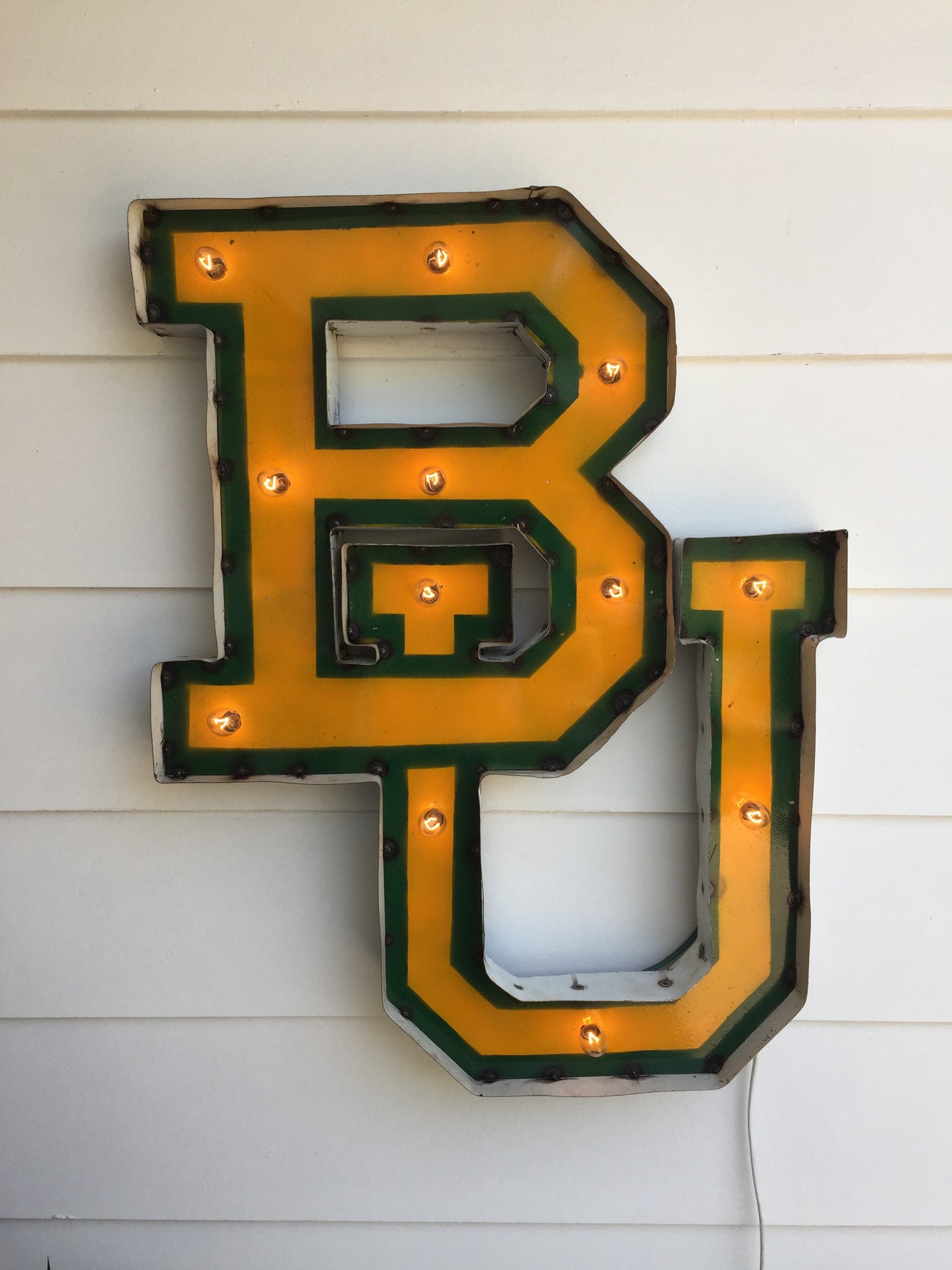Baylor University "BU" Lighted Recycled Metal Wall Decor