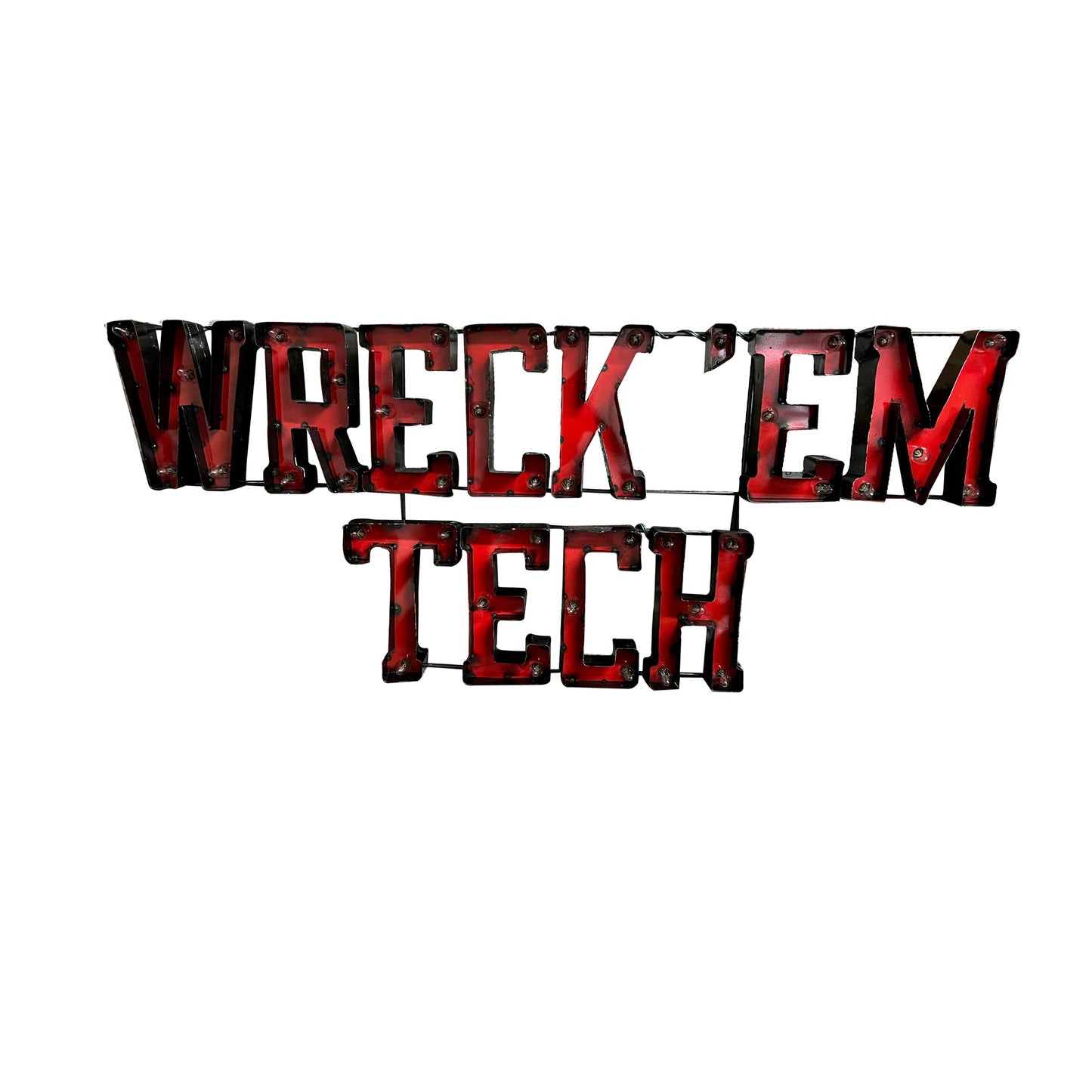 Texas Tech University "Wreck 'em Tech" Lighted Recycled Metal Wall Decor